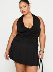 Maeva Halter Mini Dress Black Curve