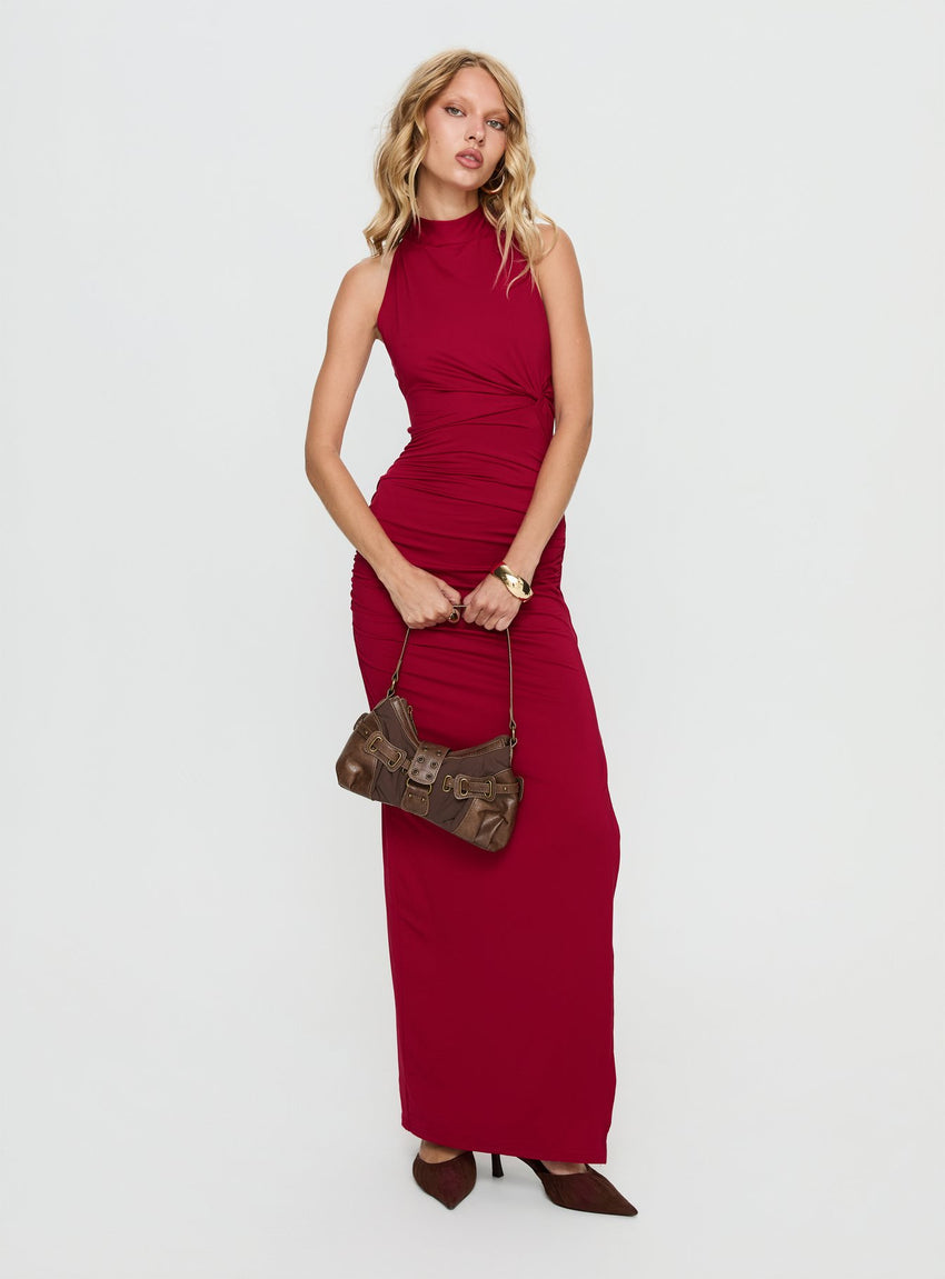 Keysha Halter Maxi Dress Deep Red