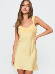Star Gazer Ruched Mini Dress Yellow