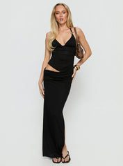 Imeraldia Hardware Halter Maxi Dress Black
