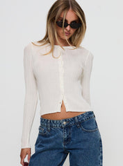 Cowrie Long Sleeve Button Up Top White
