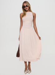 Reveur Ruched Maxi Dress Pink