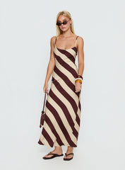 Rhodie Scoop Maxi Dress Brown / Cream Stripe