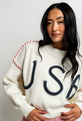 Usa Oversized Sweater In Off White - Final Sale