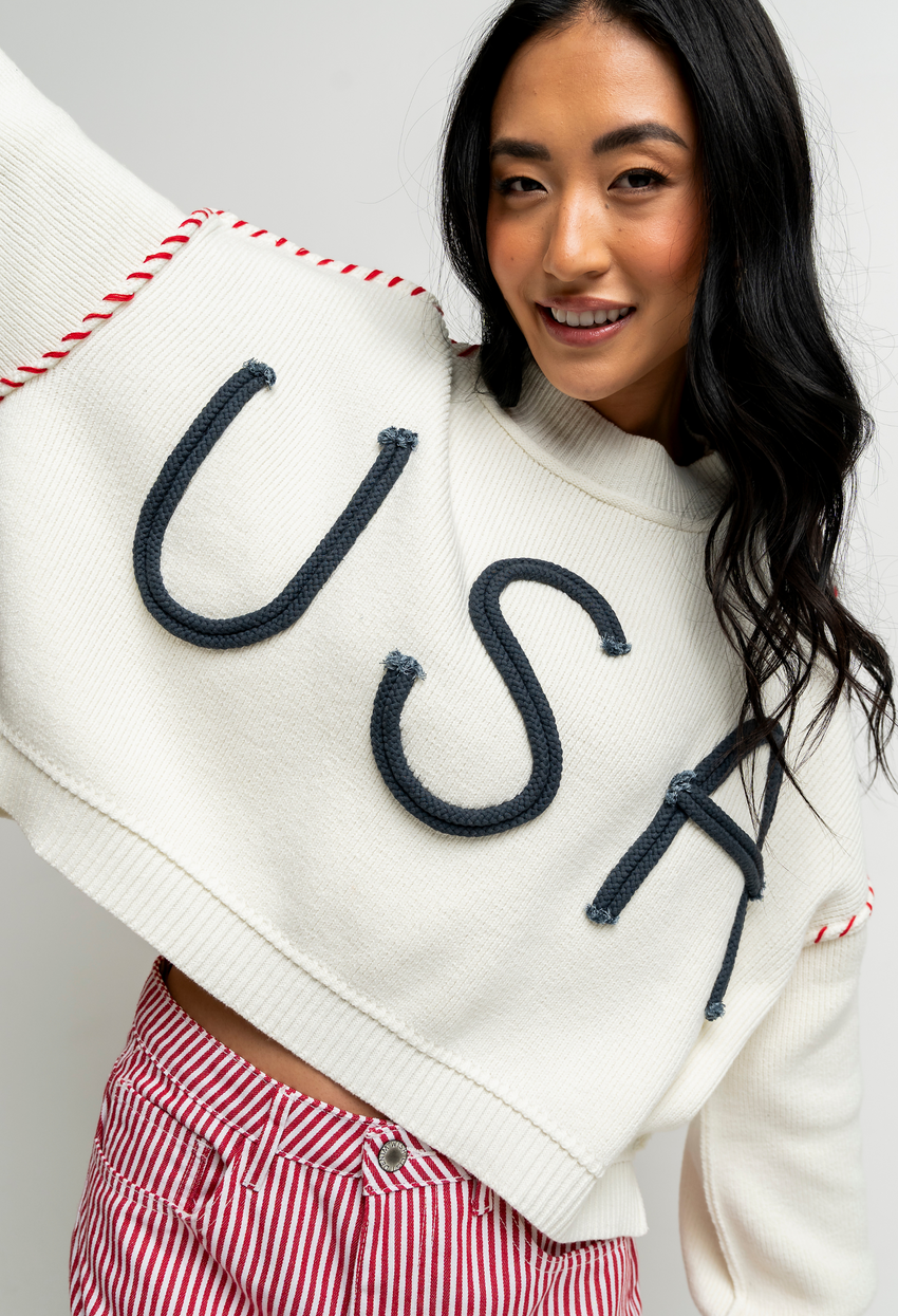 USA Oversized Sweater in Off White - FINAL SALE