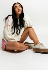 Usa Oversized Sweater In Off White - Final Sale