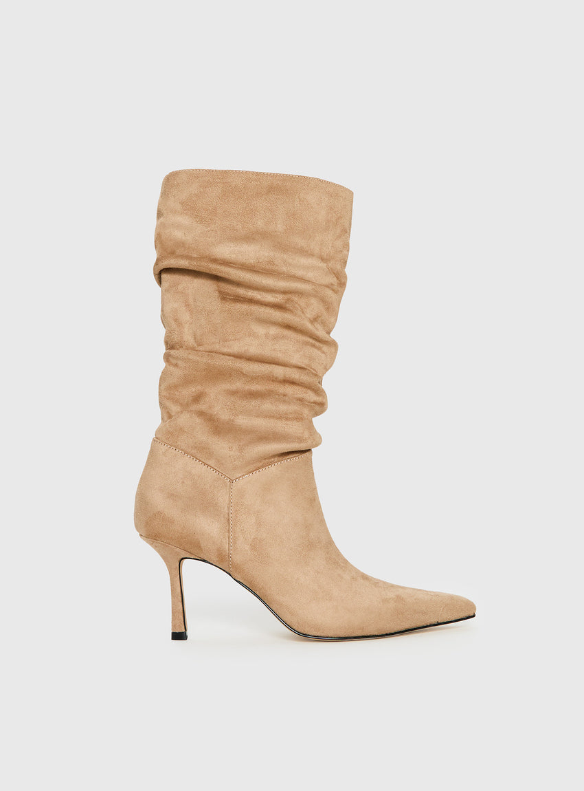 Such A Charmer Faux Suede Scrunch Boot Tan
