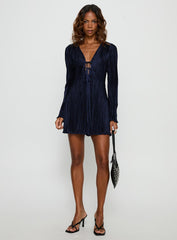 Malop Long Sleeve Mini Dress Navy