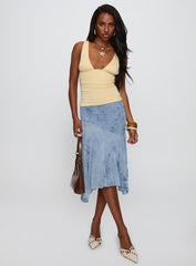 Summer Rain Asymmetrical Midi Skirt Blue