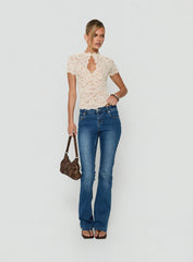 Quinbie Lace Short Sleeve Top Cream