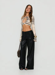 Madalyna Long Sleeve Keyhole Micro Top Animal Multi