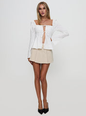 Lilibette Tie Up Long Sleeve Top White