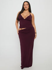 Imeraldia Hardware Halter Maxi Dress Currant Curve