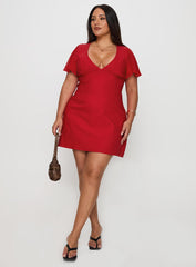 Florie Corset Mini Dress Red Curve