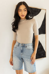 Kaya Mock Neck Bodysuit In Mocha - Final Sale