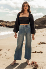 Leila Wide Leg Jeans In Medium Wash - Final Sale