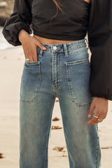 Leila Wide Leg Jeans In Medium Wash - Final Sale