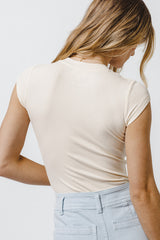 Holly Ribbed Bodysuit In Cream - Final Sale