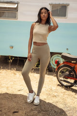Selena Ribbed Tank In Green - Final Sale
