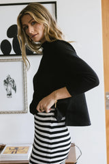 Textured Mock Neck Top In Black - Final Sale