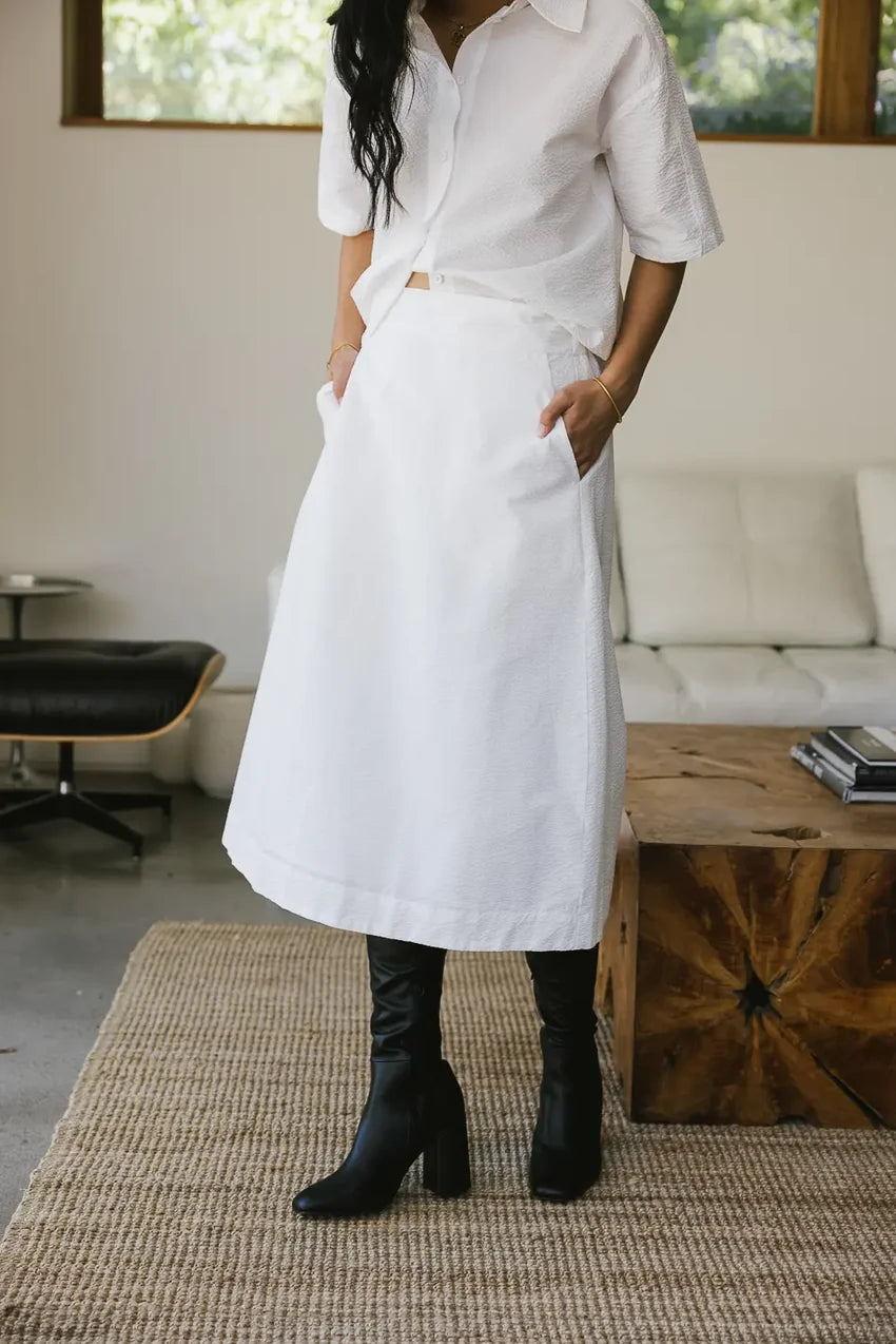 Mallory Textured Skirt in White - FINAL SALE