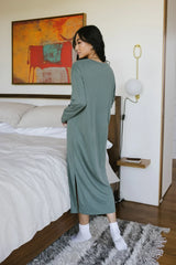 Long Sleeve T-Shirt Dress In Sage - Final Sale