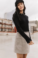 Pearl Embellished Sweater In Black - Final Sale
