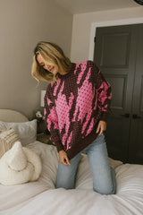 Felicity Abstract Sweater In Pink - Final Sale