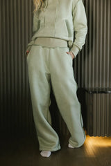 Mattie Faux Shearling Pants In Sage - Final Sale