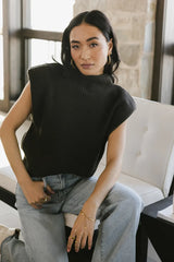 Kippa Shoulder Pad Sweater In Charcoal - Final Sale