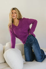 Miller Fuzzy Sweater In Fuchsia - Final Sale