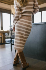 Alani Striped Skirt In Taupe - Final Sale
