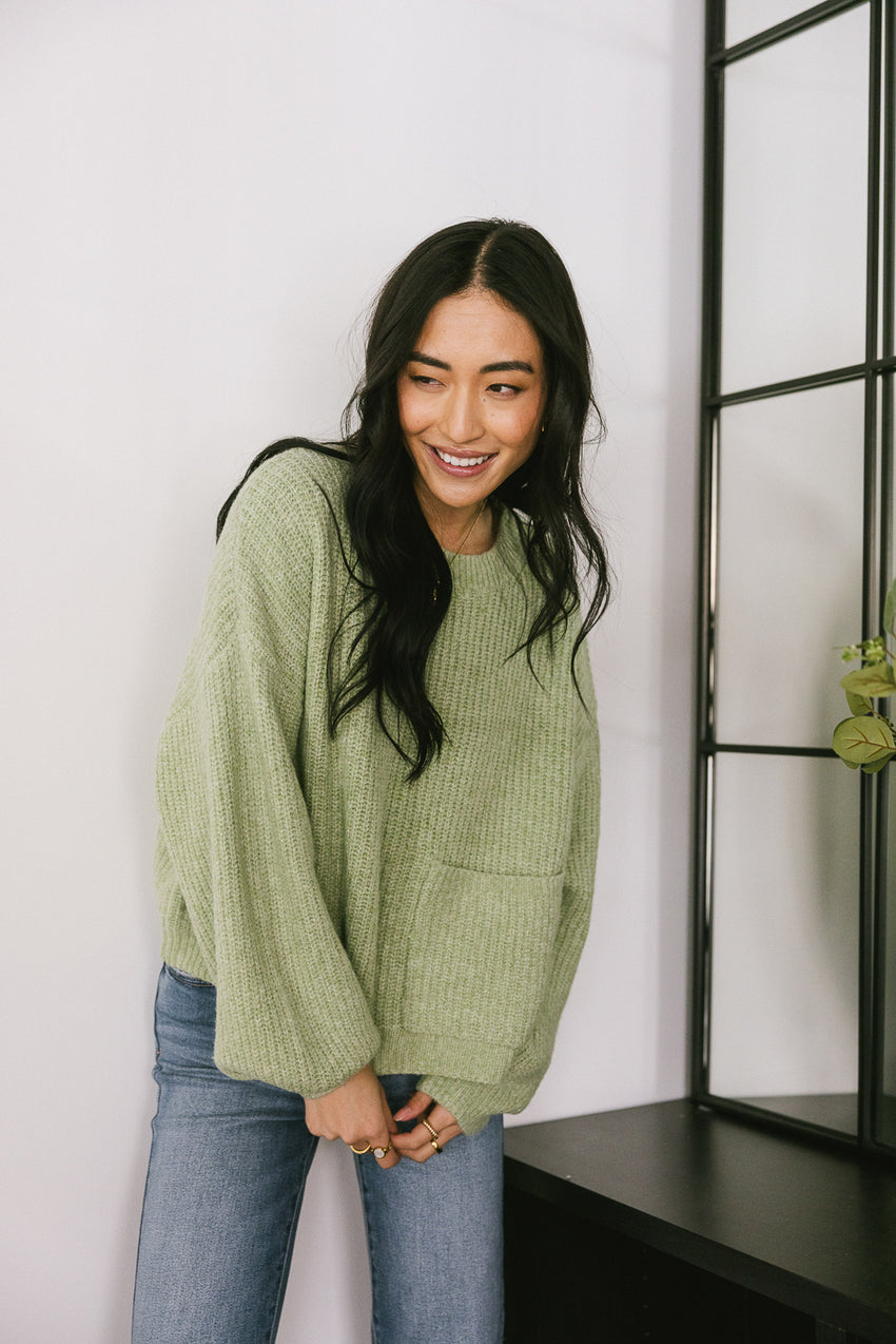 Aliyah Knit Sweater In Green - Final Sale
