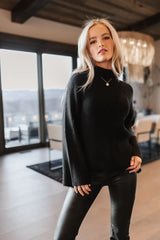 Paige Mock Neck Sweater In Black - Final Sale
