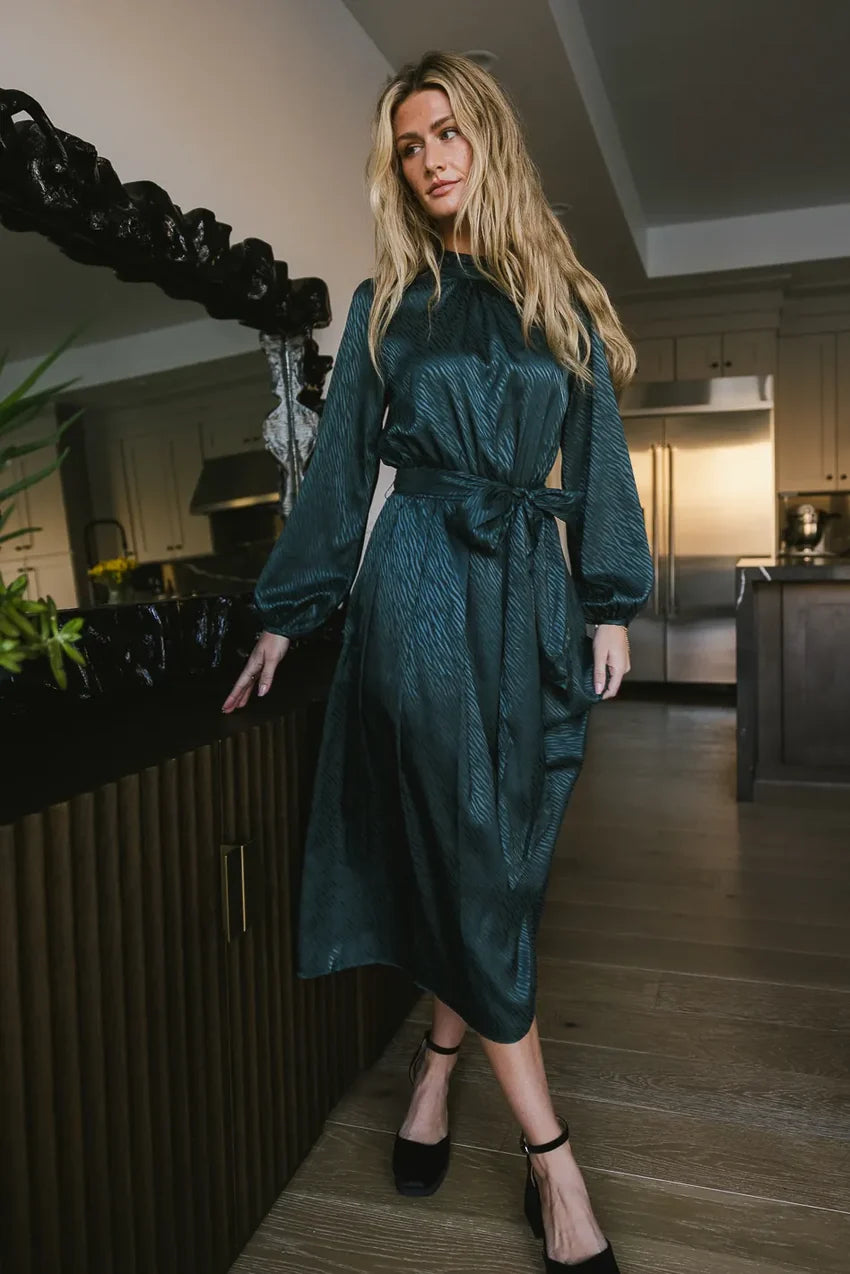 Ariana Zebra Midi Dress in Teal - FINAL SALE