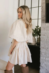 Litzy Mini Dress In Beige - Final Sale
