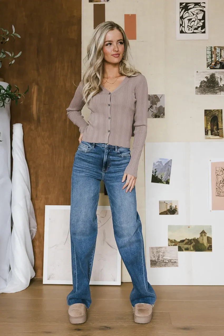 Lucia Cardigan In Taupe - Final Sale