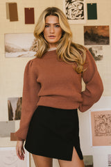 Amber Knit Sweater In Brick - Final Sale