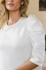 Andrea Mixed Media Top In Cream - Final Sale