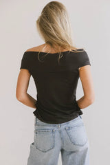 Natalia Ruched Top In Charcoal - Final Sale