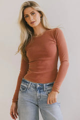 Lexie Ribbed Top In Red - Final Sale