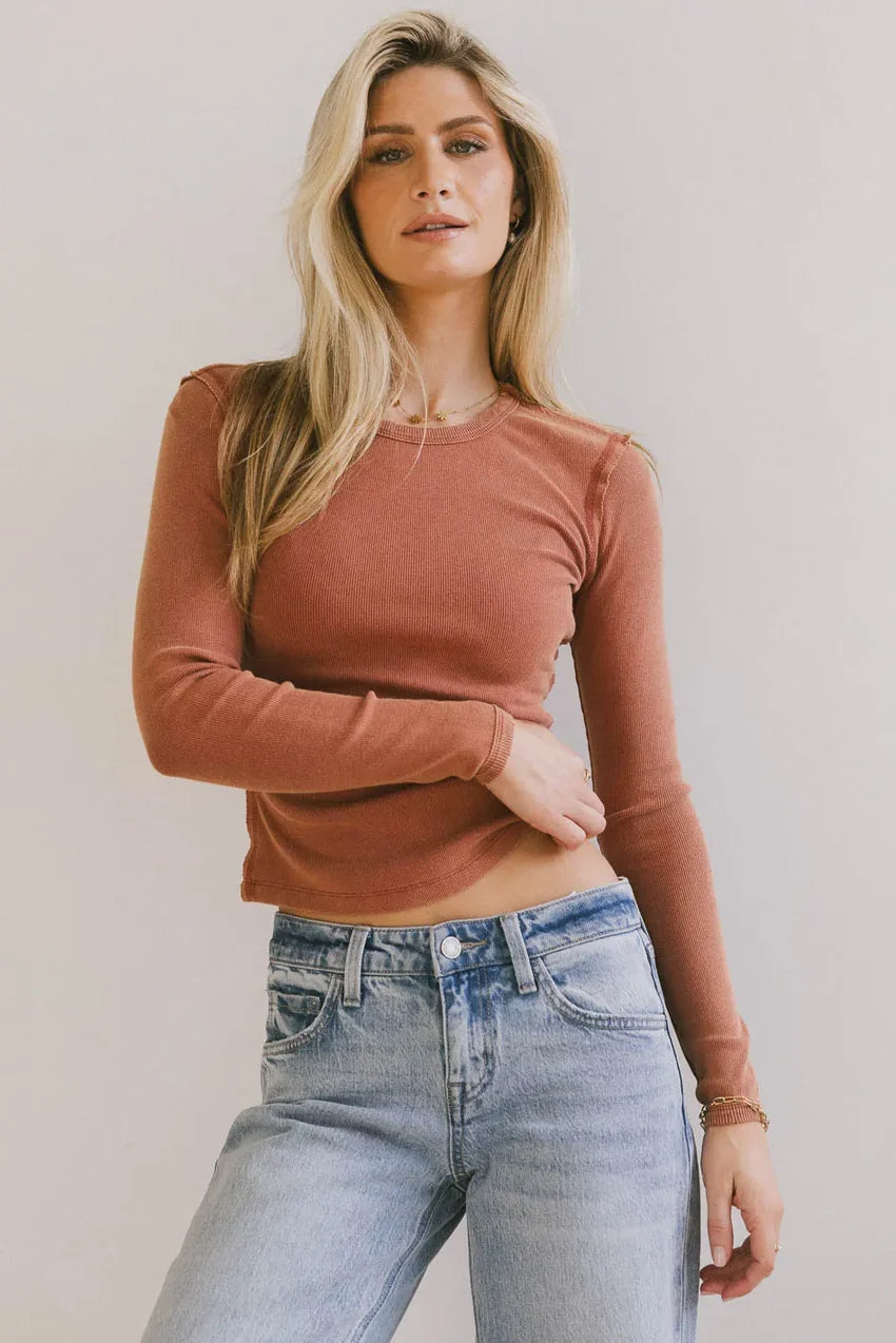 Lexie Ribbed Top in Red - FINAL SALE