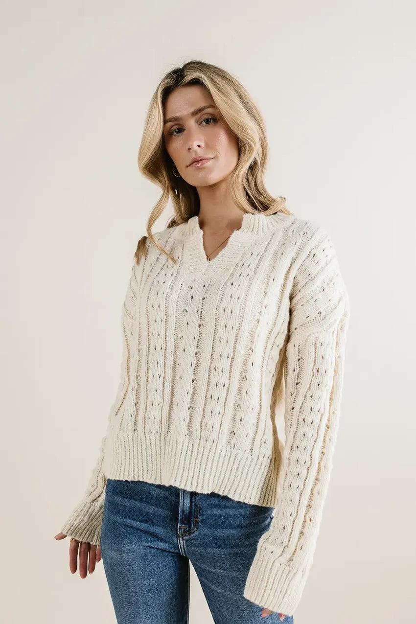 Emilia Knit Sweater In Cream - Final Sale