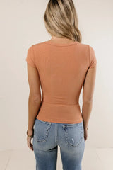 Freya Ribbed Top In Coral - Final Sale