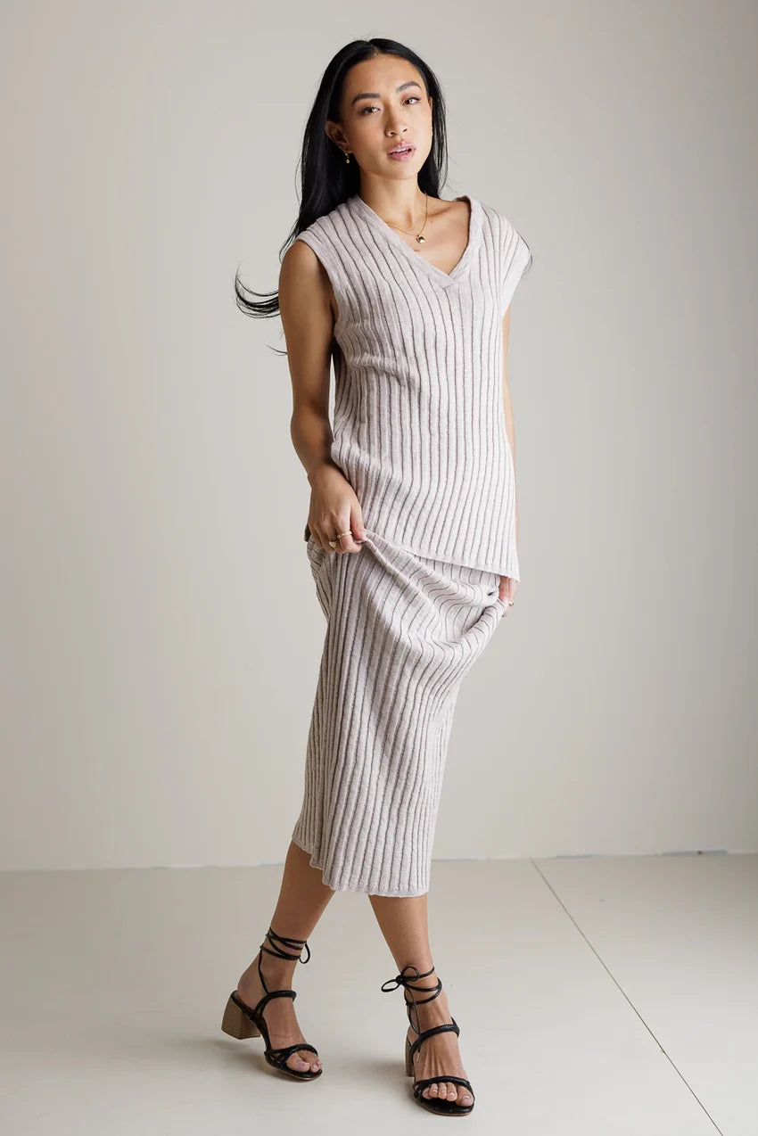 Meilani Ribbed Skirt In Taupe - Final Sale