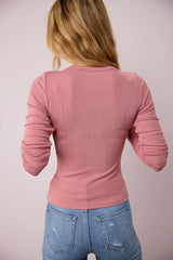 Audrey Ribbed Top In Mauve - Final Sale