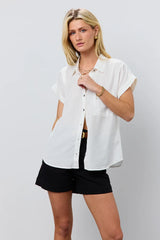 Avery Button Up In Off White - Final Sale