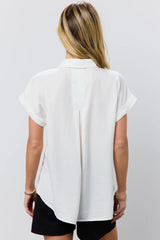 Avery Button Up In Off White - Final Sale