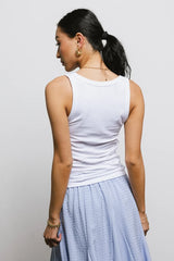 Olivia Ribbed Tank In Off White - Final Sale