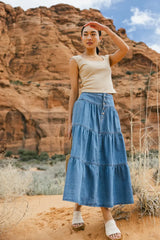 Joannie Tiered Denim Skirt - Final Sale